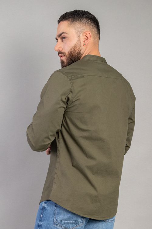 Camisa Manga Larga Essential Cuello Nerú en Popelina