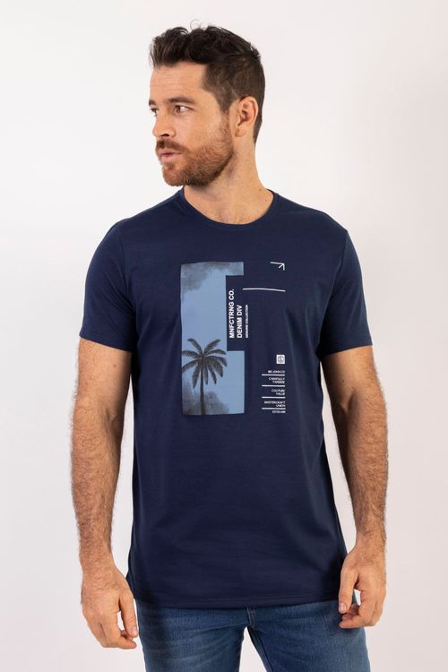 Camiseta Masculina Cuello Redondo Essential en Algodón Poliéster