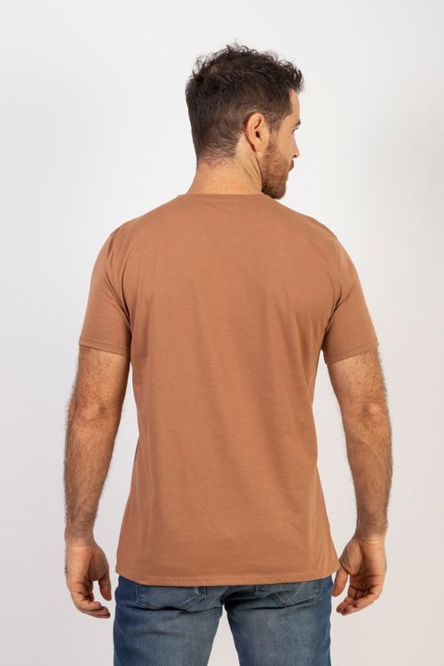 Camiseta Masculina Cuello V Essential Tejido de Punto a base de Poliéster Algodón