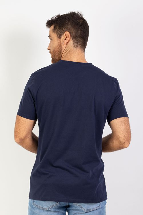 Camiseta Masculina Cuello V Essential Tejido de Punto a base de Poliéster Algodón