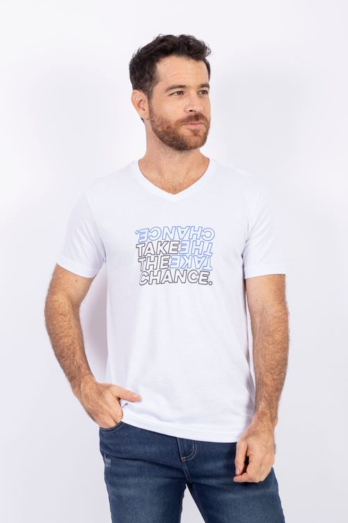 Camiseta Masculina Cuello V Essential en Algodón