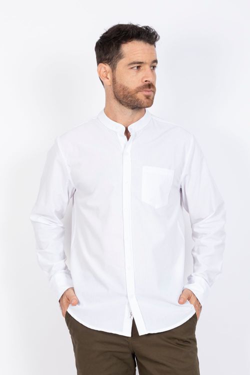 Camisa Manga Larga Essential Cuello Nerú en Popelina