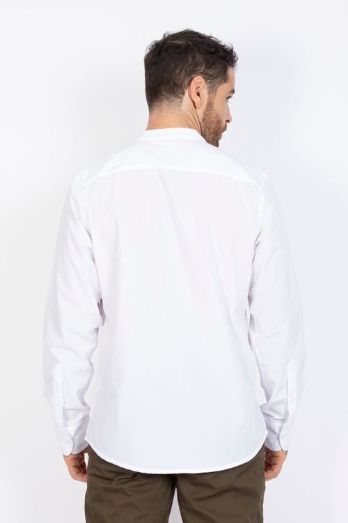Camisa Manga Larga Essential Cuello Nerú en Popelina