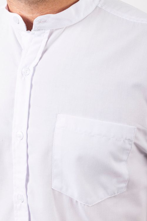 Camisa Manga Corta Essential Cuello Nerú en Popelina